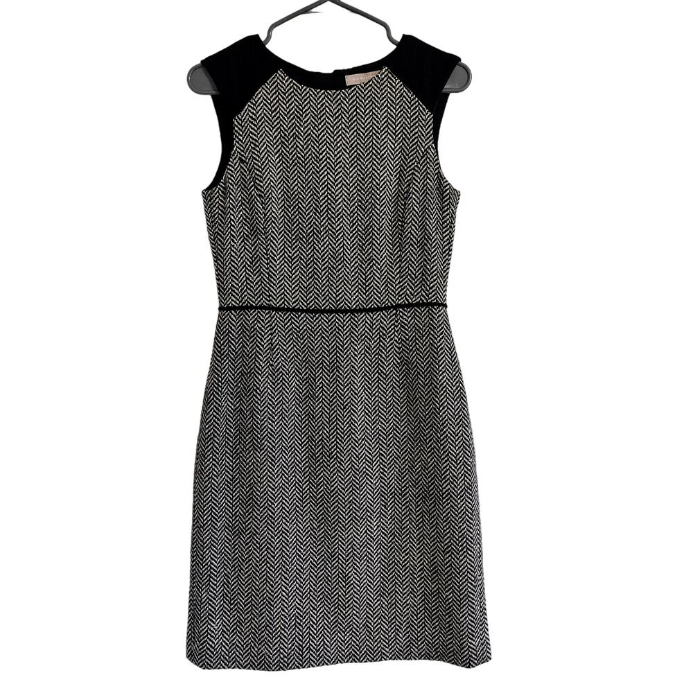 Banana Republic Tweed Herringbone Wool Pencil Sheath Midi Dress Women's Size 2